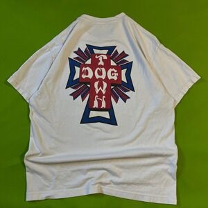 DOGTOWN Skate Cross Shirt White Graphic Print Large Made in USA